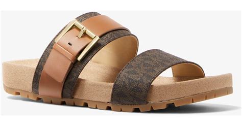 michael michael kors mylah logo and leather sandal|mylah leather sandals.